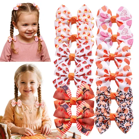 Cute Girls Pinwheel Butterfly Bow Hair Clip Tropical Fruit Printed Handmade Polyester Hair Accessory For Party Daily Use