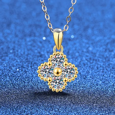Collar Con Colgante de Trébol de Cuatro Hojas de Plata de Ley 925 Moissanita Joyería de Moda Para Mujer Lujo Ligero Con Certificado GRA