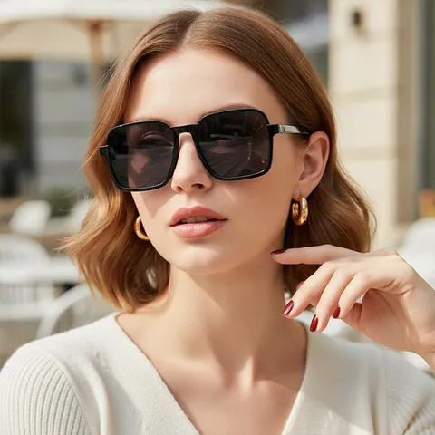 Quadratische Sonnenbrille Übergroß Retro PC Rahmen AC Gläser UV400 Schutz Mode Outdoor Streetwear Für Damen Herren