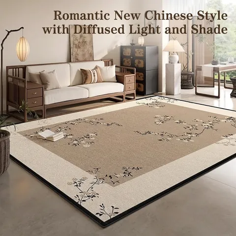 Alfombra De Estilo Zen Chino Moderno Poliéster Impermeable Resistente A Las Manchas Para Sala Dormitorio Antideslizante Fácil De Limpiar