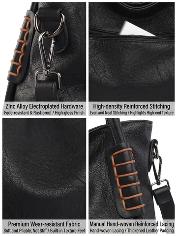 Borsa Tote da Donna Grande Capacità Morbida Pelle PU Contrasto Tracolla Urban Minimalista Pendolare Elegante Shopper Quotidiana