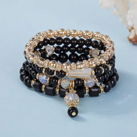Böhmisches Mehrlagiges Perlen Armband Set Für Damen Vintage Lebensbaum Anhänger Quaste Legierung Holz Harz Perlen Elastisches Armband Schmuck Geschenk