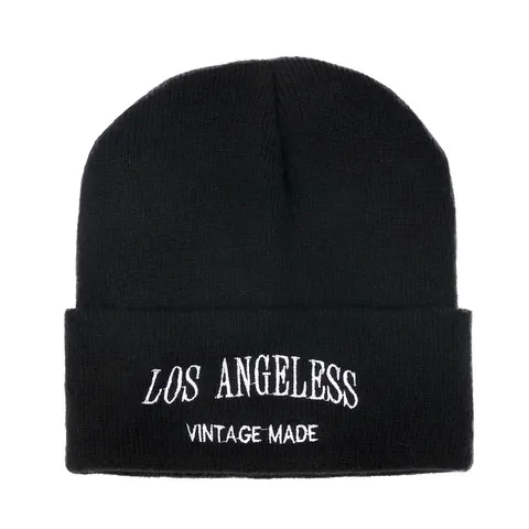 Strickmütze Beanie Baumwolle Warm Rippstrick Buchstaben Bestickt Streetwear Retro Vintage Wintermütze Für Herren Damen