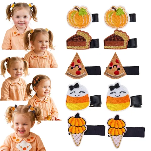 Cartoon Knitted Flower Fruit Animal Hair Clips For Kids Girls Handmade Crochet Duckbill Clips Hair Accessories Collection