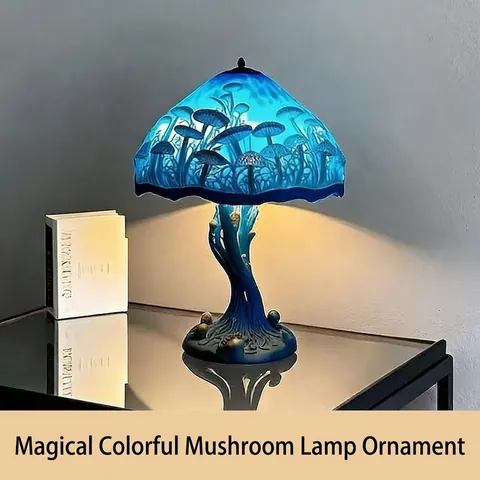 Lampe Champignon LED Magique Changement de Couleur Lampe de Table en Résine Alimentée par USB Veilleuse Forêt Magique Décoration Créative Sculpture d'Art Cadeau