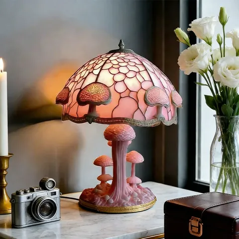Lampe Champignon LED Magique Changement de Couleur Lampe de Table en Résine Alimentée par USB Veilleuse Forêt Magique Décoration Créative Sculpture d'Art Cadeau