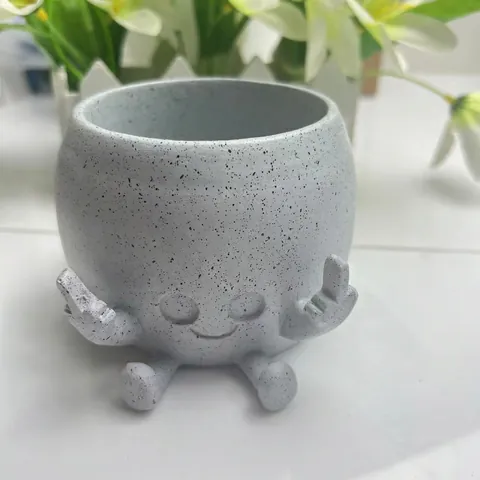Creative Resin Middle Finger Planter Pot Funny Smiling Face Succulent Flower Pot For Garden Desktop Home Decor Figurine
