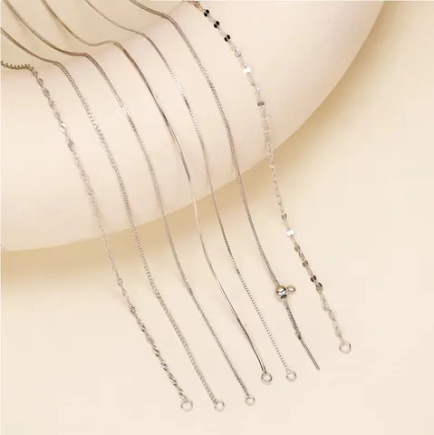 Cadena de Collar de Plata de Ley 925 para Mujer Chopin Box Serpiente Onda de Agua Cruz Cadena Galvanizada Moda Joyería DIY
