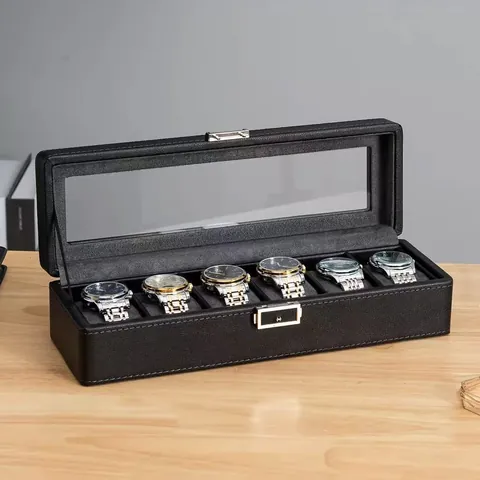Lussuosa Scatola Porta Orologi in Legno Con Finestra Trasparente Organizer Multi Slot per Collezione Domestica