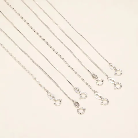 Cadena de Collar de Plata de Ley 925 para Mujer Chopin Box Serpiente Onda de Agua Cruz Cadena Galvanizada Moda Joyería DIY