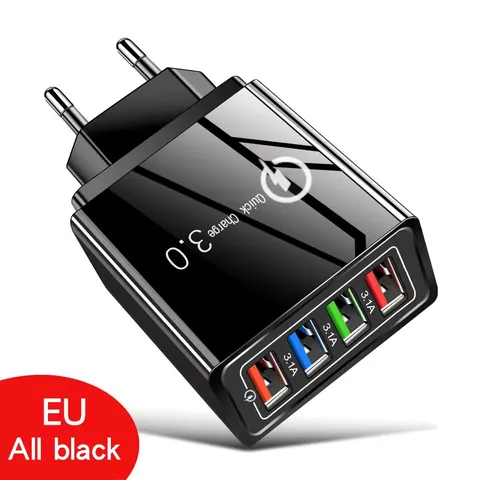 4-Port USB Wall Charger 5V2A 12W Power Adapter Portable Travel Charging Head For EU US UK Plug Smartphones Tablets