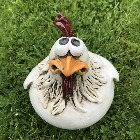 Funny Rooster Fence Decoration Resin Chicken Garden Statue Quirky Animal Sculptures Outdoor Yard Ornament Backyard Fence Decor