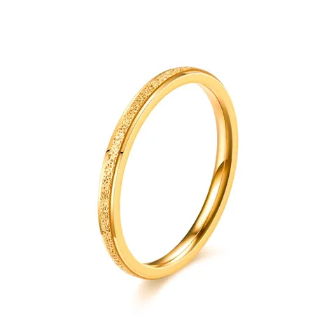 Minimalist Titanium Steel Frosted Ring For Women Simple Gold Rose Gold Silver Band Ring Fashion Commute Jewelry Thin 素圈