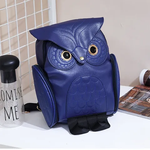 Dames Cartoon Uil 3D Mode Rugzak PU Leer Casual Reistas Voor Meisjes Stereoscopisch Dierlijk Ontwerp Schoudertas