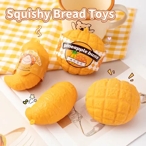 Creative Simulation Pineapple Bun Croissant Squeeze Toy Realistic Bread Shape Stress Relief Sensory Toy For Kids Adults Gift