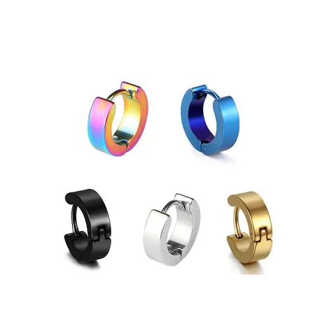 Minimalist Stainless Steel Hoop Earrings For Men Women Hip Hop U-Shaped Huggie Ear Buckle Geometric Circle Piercing Jewelry