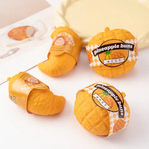 Creative Simulation Pineapple Bun Croissant Squeeze Toy Realistic Bread Shape Stress Relief Sensory Toy For Kids Adults Gift