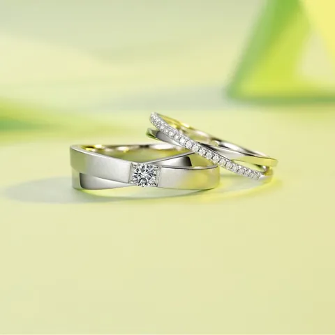 925 Sterling Silver Moissanite Ring For Couples X Cross Band D Color Moissanite Engagement Wedding Minimalist Finger Jewelry
