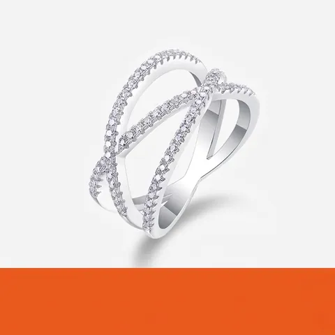 S925 Sterling Silver Moissanite Criss Cross Ring For Women D Color Multi Layer Pave Band Ring Fine Jewelry Gift