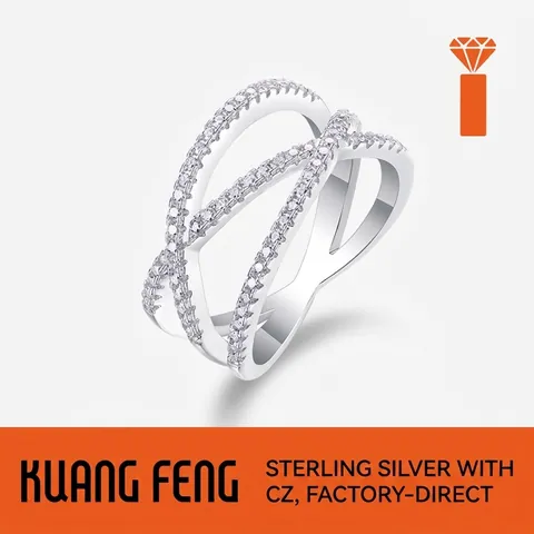 S925 Sterling Silver Moissanite Criss Cross Ring For Women D Color Multi Layer Pave Band Ring Fine Jewelry Gift