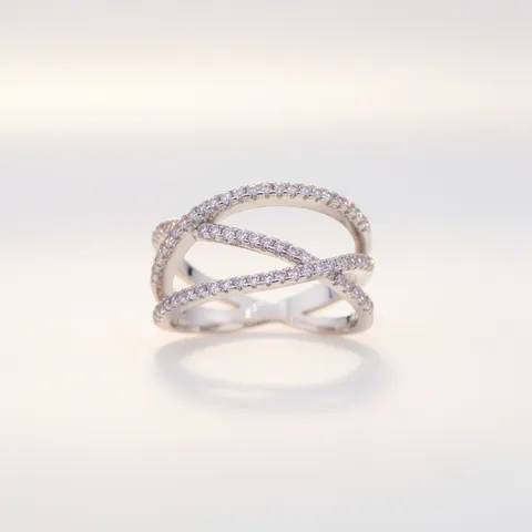S925 Sterling Silver Moissanite Criss Cross Ring For Women D Color Multi Layer Pave Band Ring Fine Jewelry Gift