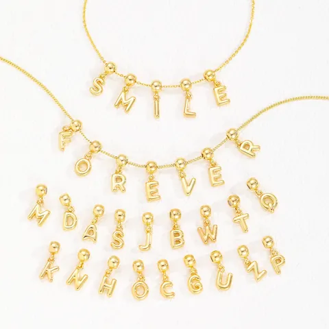 Personalisierte Bubble Buchstaben Kette Initial Anhänger Schmuck Für Damen Herren Gold Überzogene Kupfer Legierung DIY Halsschmuck