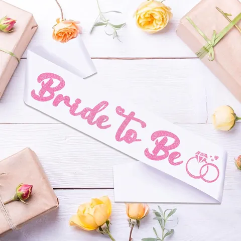 Bride To Be Sash White Satin Etiquette Belt With Glitter Letter For Bachelorette Party Wedding Engagement Ceremony Gift For Bride