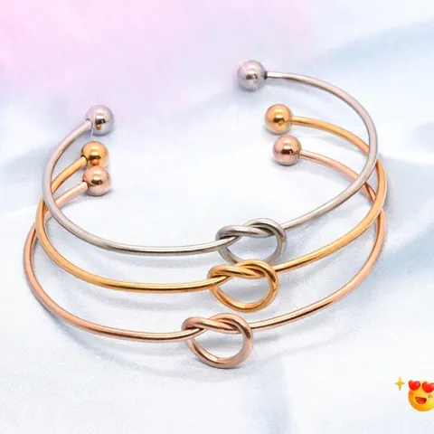 Minimalistische Roestvrijstalen Hart Knoop Open Armring Voor Vrouwen Gegalvaniseerde Hartvormige Manchetarmband Mode Sieraden