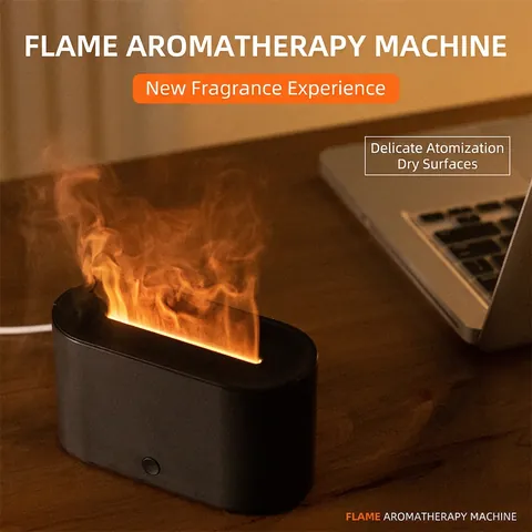 Ultrasonic Flame Aroma Diffuser Simulated Flame Humidifier Colorful Atmosphere Lamp Desktop Mist Maker For Office Home