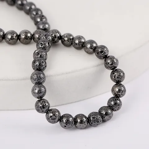 Natürliche Lavastein Galvanisierte Runde Lose Perlen Für DIY Schmuckherstellung Armband Halskette Herstellung Zubehör Für Damen Herren