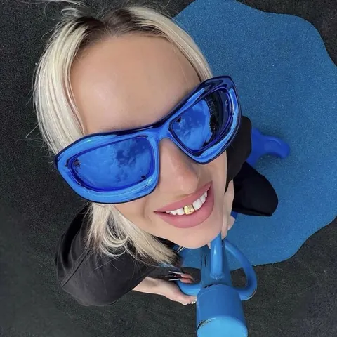 Occhiali da Sole Bubble Oversize Y2K Montatura Spessa Futuristica Lente AC Hip Hop Occhiali da Sole Donna UV400 Moda Party