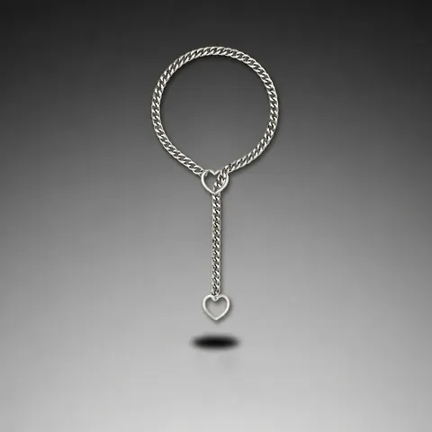 Collana Y Punk in Acciaio Inossidabile con Catena Cubana e Cuore per Donna Pendente a Cuore Scorrevole Regolabile Gioielli