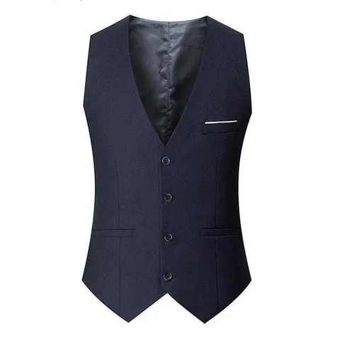 Chaleco de Traje Casual Ajustado para Hombre Mezcla de Algodón Poliéster Cuello en V Botonadura Sencilla Negocios