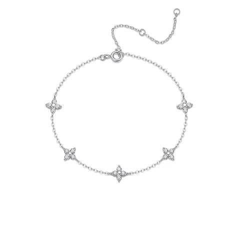 S925 Sterling Silver Moissanite Five-Flower Bracelet For Women Elegant D Color Sparkly Diamond Adjustable Chain Jewelry Gift With GRA Certificate