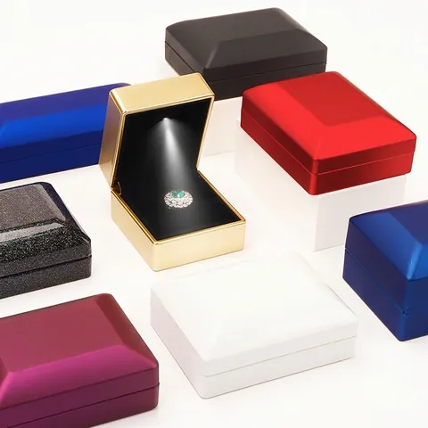 Joyero De Lujo Con Luz LED Para Propuesta De Matrimonio Anillo Colgante Collar Pulsera Estuche De Regalo Forro De Terciopelo