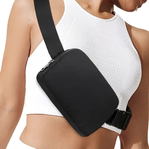Modern Polyester Waterproof Waist Bag Versatile Outdoor Sport Running Chest Bag For Men Women Solid Color Belt Bag