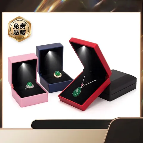 Joyero De Lujo Con Luz LED Para Propuesta De Matrimonio Anillo Colgante Collar Pulsera Estuche De Regalo Forro De Terciopelo