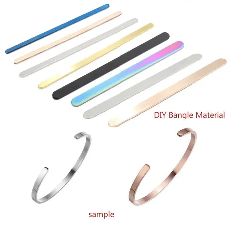 Mirror Polished Stainless Steel Bangle DIY Material Blank Metal Bar Strip For Bracelet Making Handmade Jewelry Findings Accessories