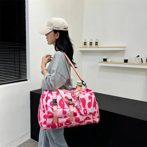 Borsa da Palestra Grande Capacità Separazione Secco Umido Sport Viaggio Borsone Scomparto Scarpe Stampa Animale Oxford Impermeabile Uomo Donna