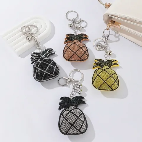 Simpatico Portachiavi ad Ananas con Strass Pendente per Borsa in Pelle Frutta per Donna Ciondolo ad Ananas Scintillante Contrasto Colore