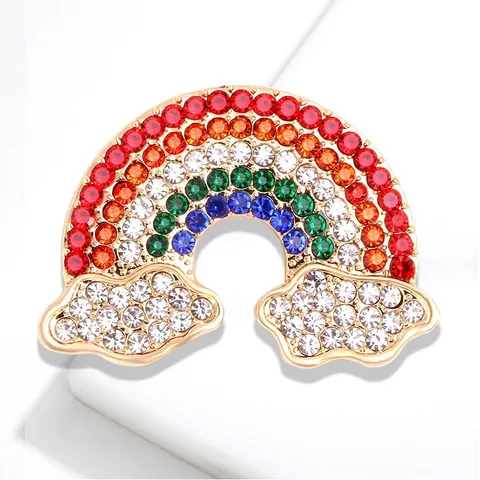 Schattige Japanse Stijl Legering Strass Regenboog Wolk Broche Voor Dames En Heren Zoete Mode Emaille Speld Kleding Accessoires