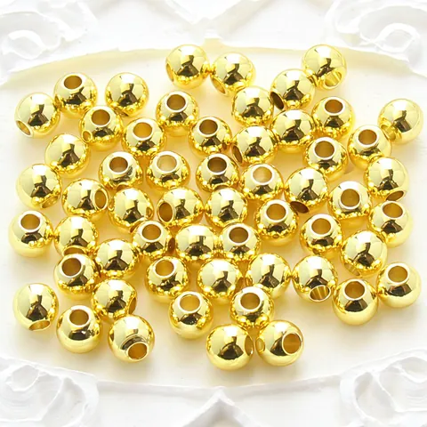 Perle Distanziatrici Tonde In Rame Lucidato Placcate Oro Perle Sciolte Lisce Per Creazione Di Gioielli Fai Da Te Braccialetti Collane