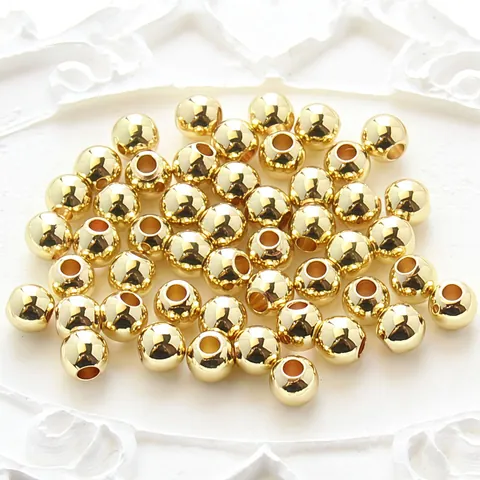Perle Distanziatrici Tonde In Rame Lucidato Placcate Oro Perle Sciolte Lisce Per Creazione Di Gioielli Fai Da Te Braccialetti Collane