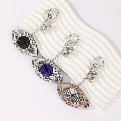 Porte-Clés Œil Maléfique Turc Pendentif De Sac Strass Métal Cœur Forme Ronde Accessoire Pour Femmes