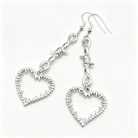 Y2K Egirl Punk Gothic Prikkeldraad Hart Druppel Oorbellen Overdreven Legering Doorn Hart Hangende Oorbellen Voor Vrouwen Feest Sieraden Cadeau