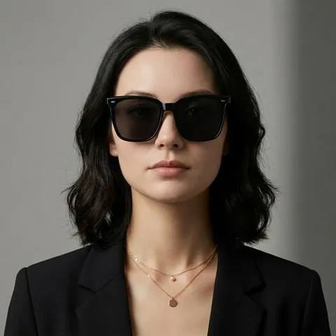 Lunettes De Soleil Carrées Surdimensionnées Vintage Protection UV Monture PC Verres AC Rivet Métal Streetwear Homme Femme