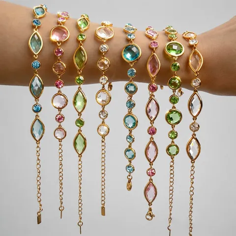 Luxe Roestvrij Stalen Strass Armband Voor Vrouwen Verguld Geometrisch Ovaal Kristal Schakelketting Armband Mode Sieraden Cadeau