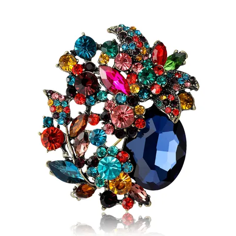 Lussuosa Spilla a Fiore in Lega con Strass per Donna Spilla Floreale in Cristallo Vintage Accessori per Abbigliamento Elegante Gioielli da Banchetto
