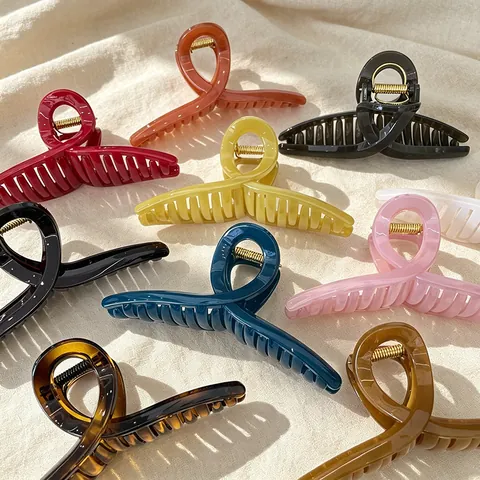 Elegant Large Hair Claw Clip PC Resin Strong Hold For Thick Hair Twisted Design Shark Clip Accessories For Women