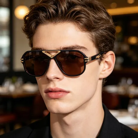 Retro Aviator Sunglasses Steampunk Oversized Frame Hollow Triangular Metal Bridge UV400 Fashion Eyewear Men Women Outdoors